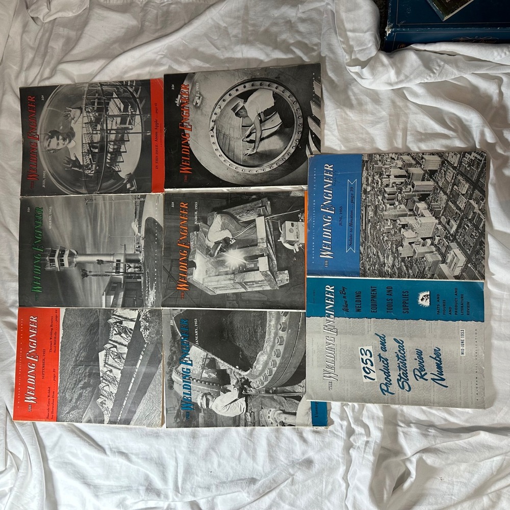 The Welding Engineer Magazine Lot 1953 McGraw-Hill 8 Iss Industrial Vintage Good